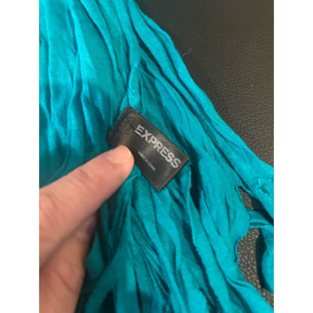 Express Teal Scarf with Fringe Jewel Toned Bold